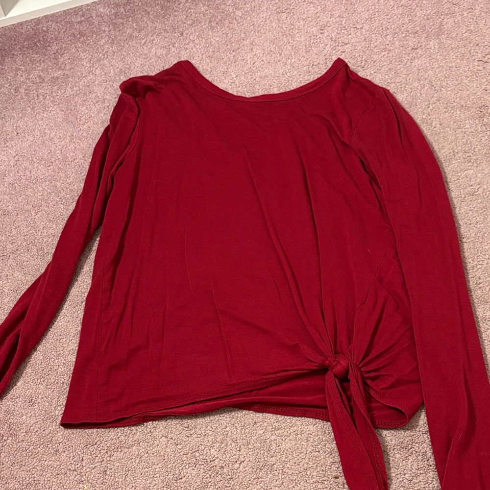Olivia Rae Rich Red Tie-Front Blouse